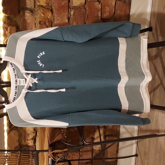 NWOT Women's Victoria's Secret Pink Size SP Lace Up Pullover Sweatshirt Gray - Picture 1 of 11